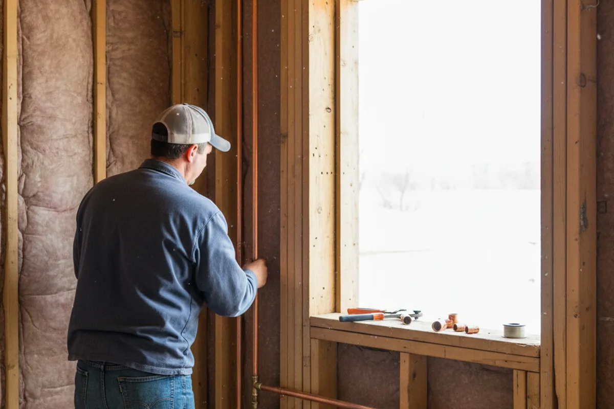 Licensed plumber running new copper supply lines in a Clyo home