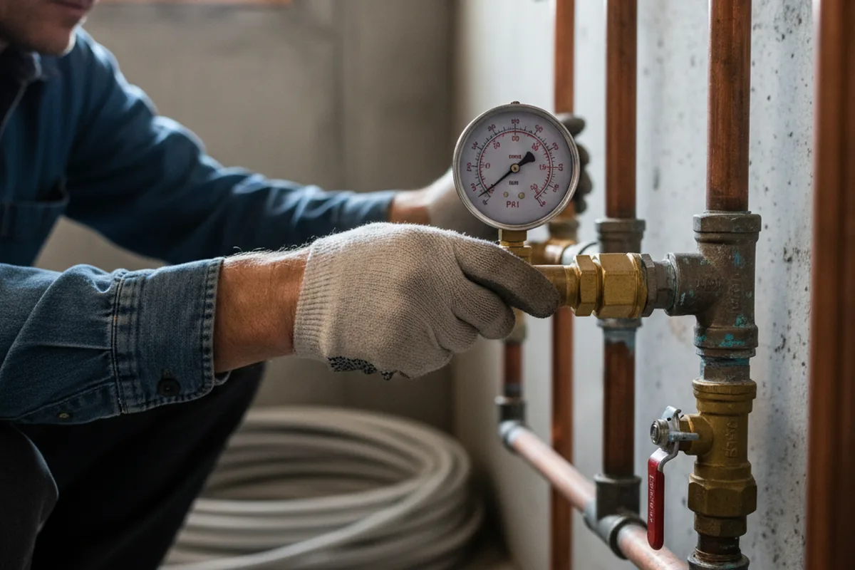 Pressure testing a repaired line during Water Line Repair in Clyo